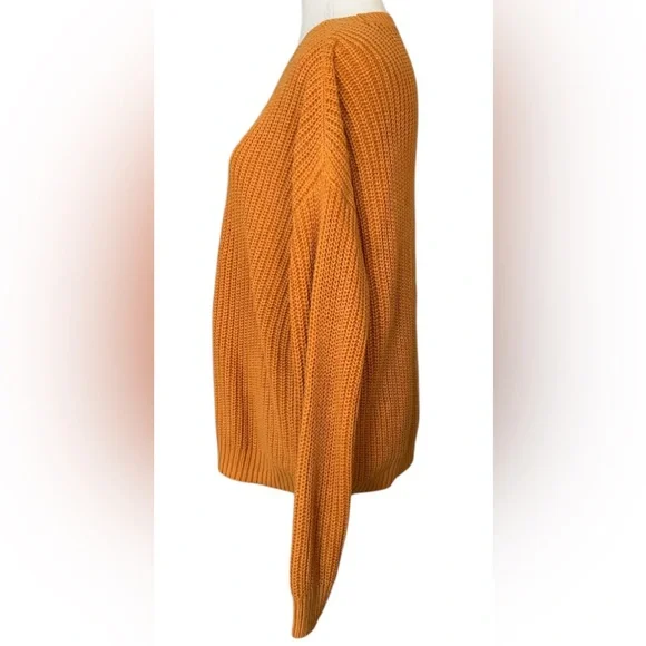 Sonoma Chunky Knit Pullover Crew Neck Sweater Mustard Yellow Women’s Sz M Casual - Picture 3 of 11